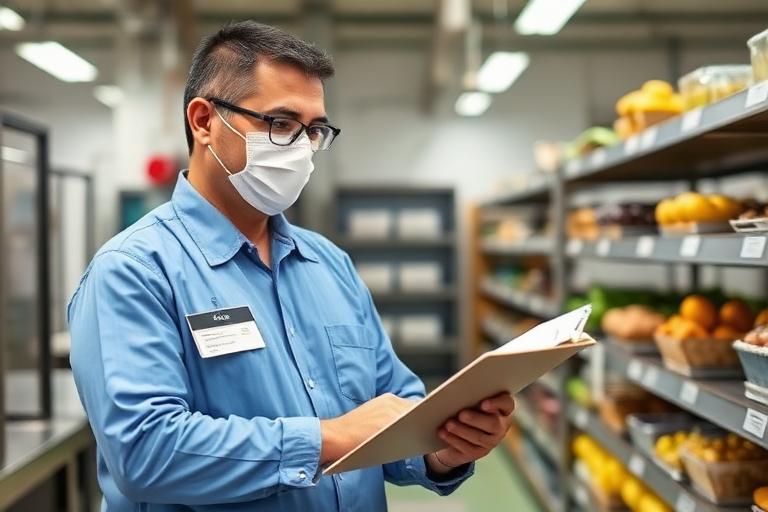 Inspector checking quality and food safety standards