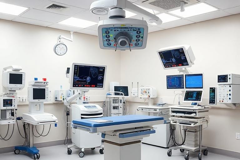 Modern hospital and medical equipment in a clinical room